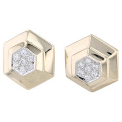 0.70ctw Diamond Cluster Earrings 14k Yellow Gold Pierced Omega Backs