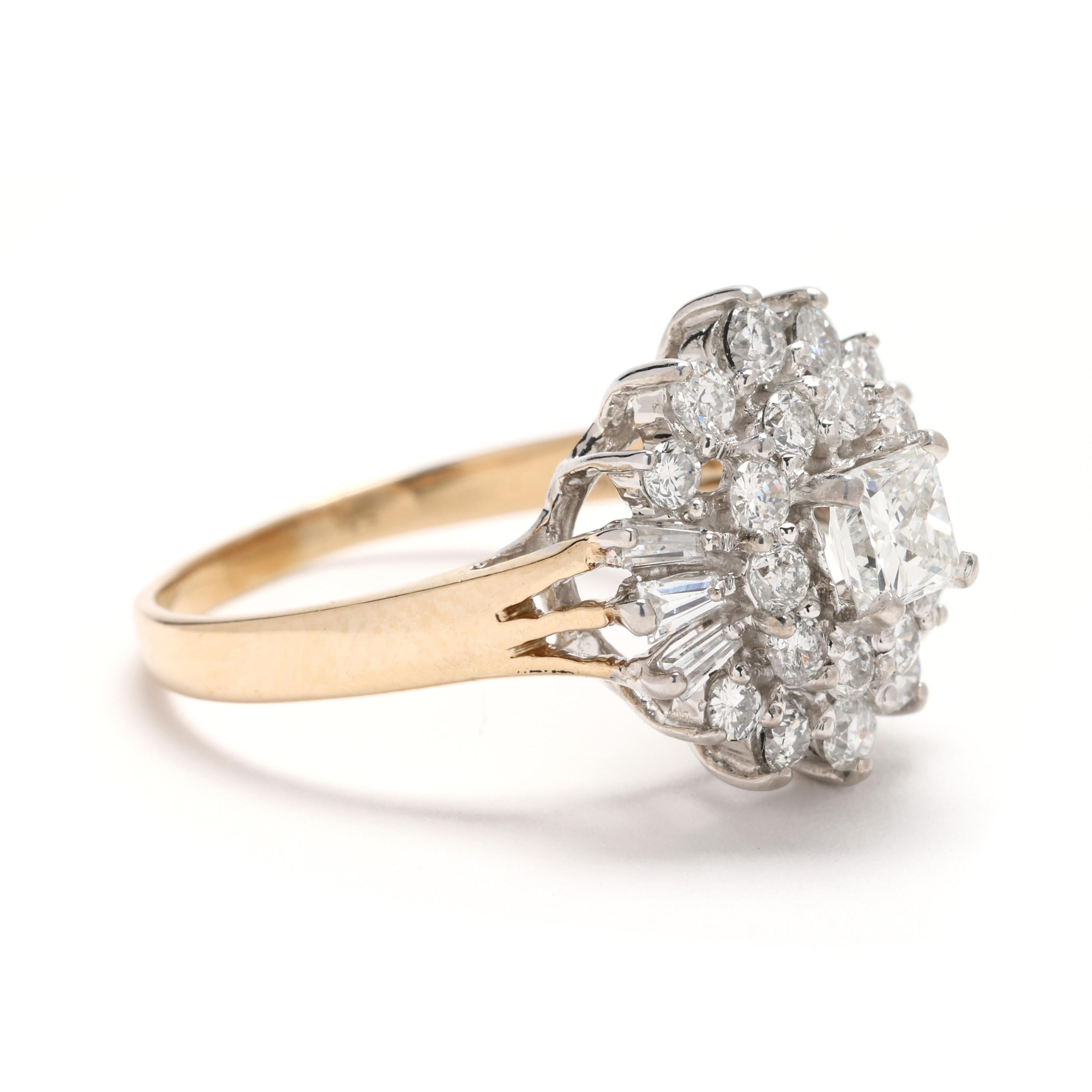 Brillez de mille feux avec cette exquise bague à grappes de diamants de 0,70ctw, réalisée en luxueux or jaune 14k. Dotée d'un superbe arrangement de diamants dans un design classique de grappe, cette bague de taille 8,25 respire l'élégance et la