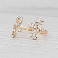 0.70ctw Diamond Fleur De Lis Open Ring 18k Yellow Gold Size 8 Adjustable