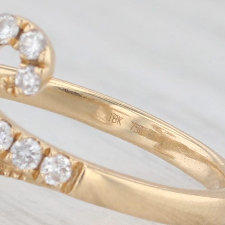 0.70ctw Diamond Fleur De Lis Open Ring 18k Yellow Gold Size 8 Adjustable  For Sale 1