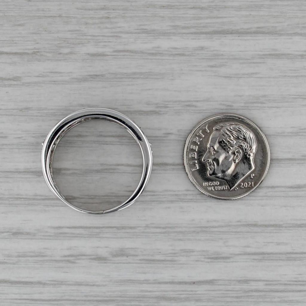 0.70ctw Diamond Heart Pattern Ring 14k White Gold Size 8.25 Anniversary Band Unisexe en vente