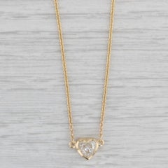 0.70ctw Diamond Heart Pendant Necklace 14k Yellow Gold 18.25" Cable Chain GIA