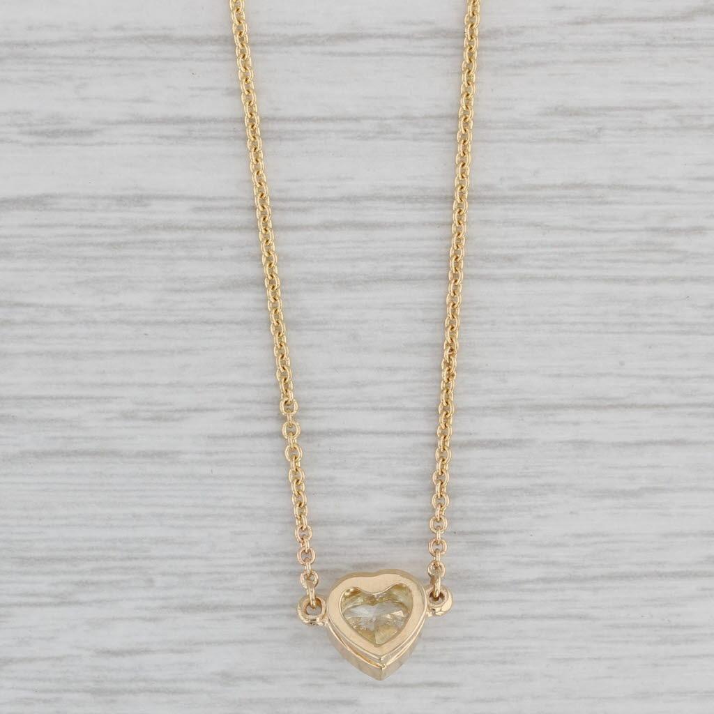 Heart Cut 0.70ctw Diamond Heart Pendant Necklace 14k Yellow Gold 18.25