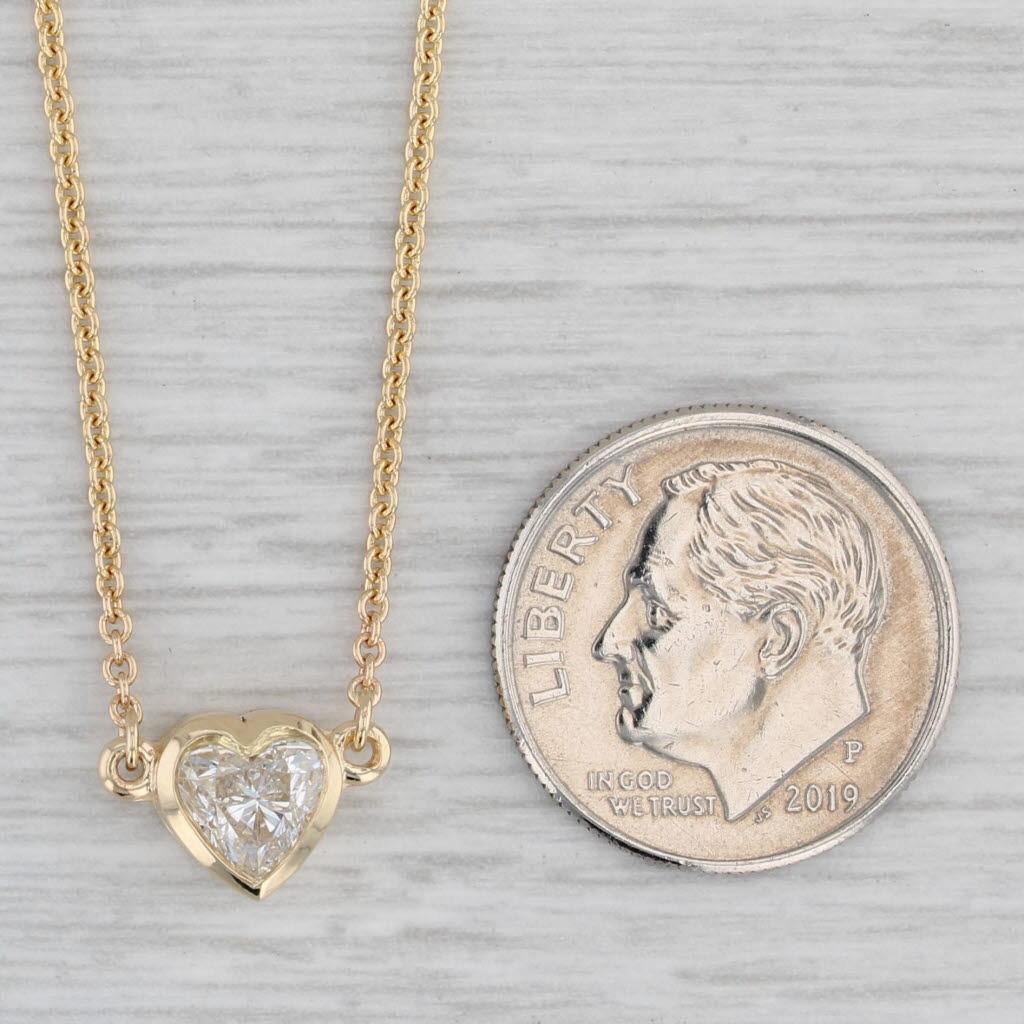 0.70ctw Diamond Heart Pendant Necklace 14k Yellow Gold 18.25
