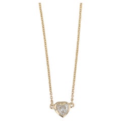 Collier pendentif cœur en or jaune 14 carats avec diamants de 0,70 carat, chaîne de 18,25 pouces certifiée GIA