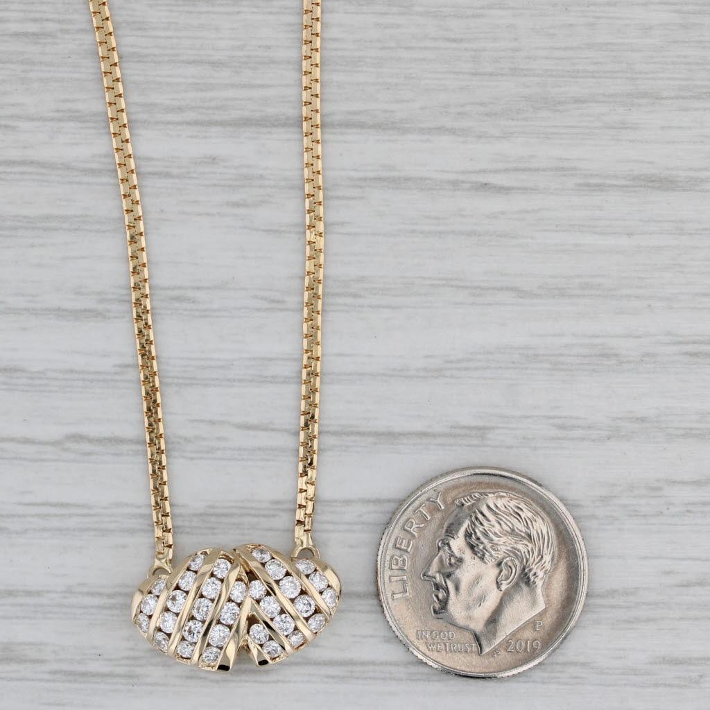 0.70ctw Diamond Hearts Pendant Necklace 14k Yellow Gold 16.25