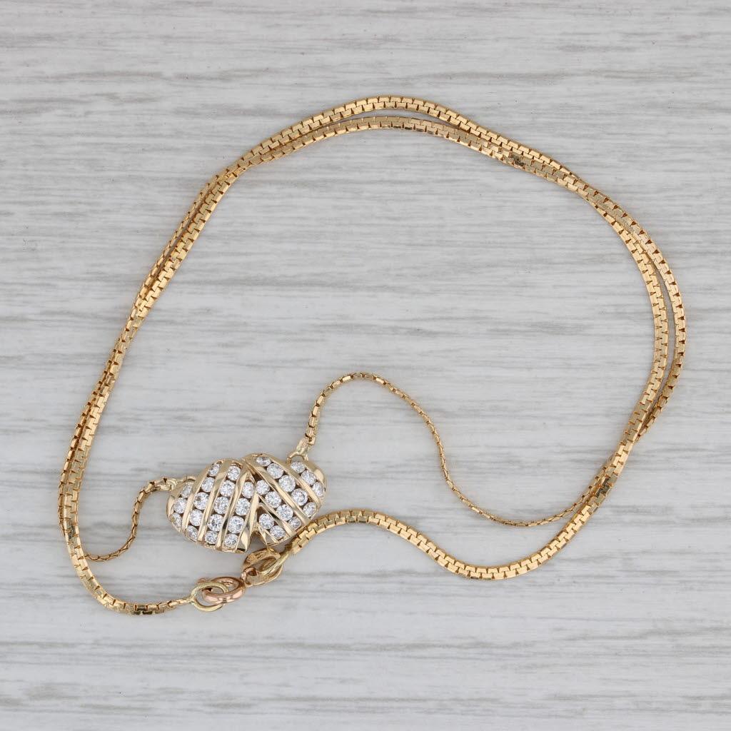 0.70ctw Diamond Hearts Pendant Necklace 14k Yellow Gold 16.25