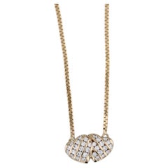 0.70ctw Diamond Hearts Pendant Necklace 14k Yellow Gold 16.25" Herringbone