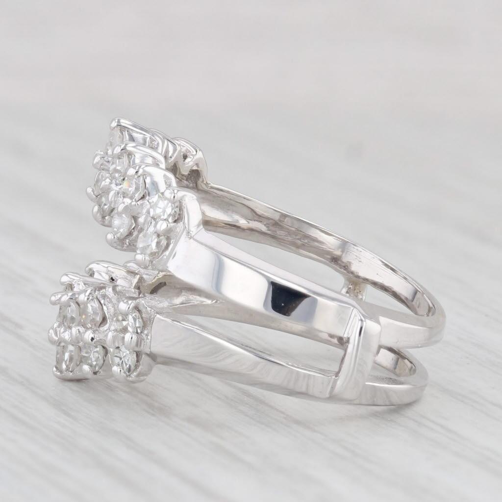 Women's 0.70ctw Diamond Ring Jacket Guard Wrap 14k White Gold Size 6.5 Wedding Bridal For Sale