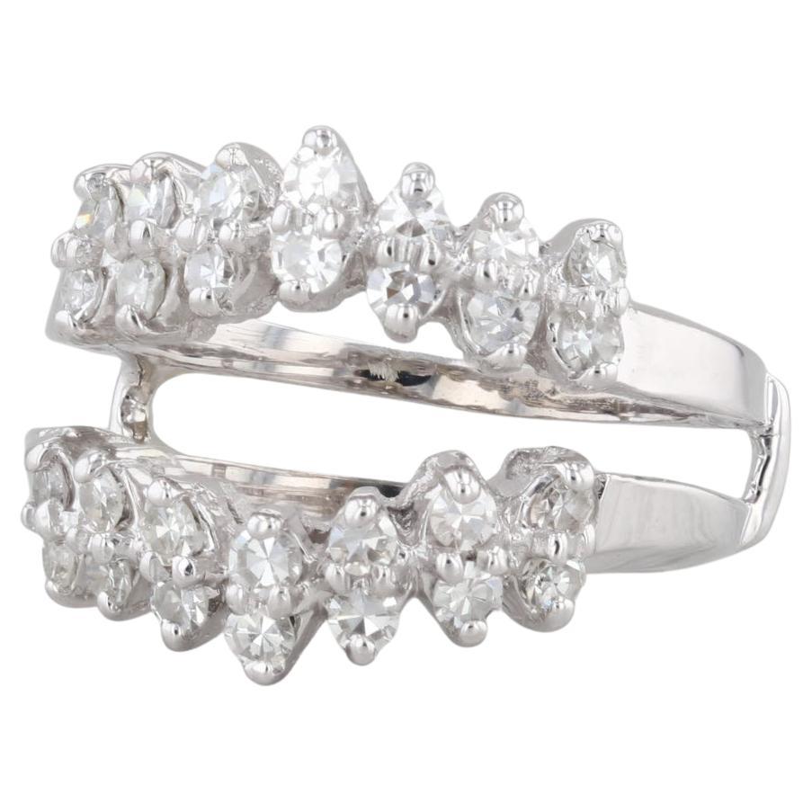 0.70ctw Diamond Ring Jacket Guard Wrap 14k White Gold Size 6.5 Wedding Bridal For Sale