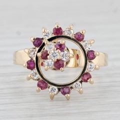 0.70ctw Diamond Ruby Spinner Motion Ring 14k Yellow Gold Size 10 Cocktail