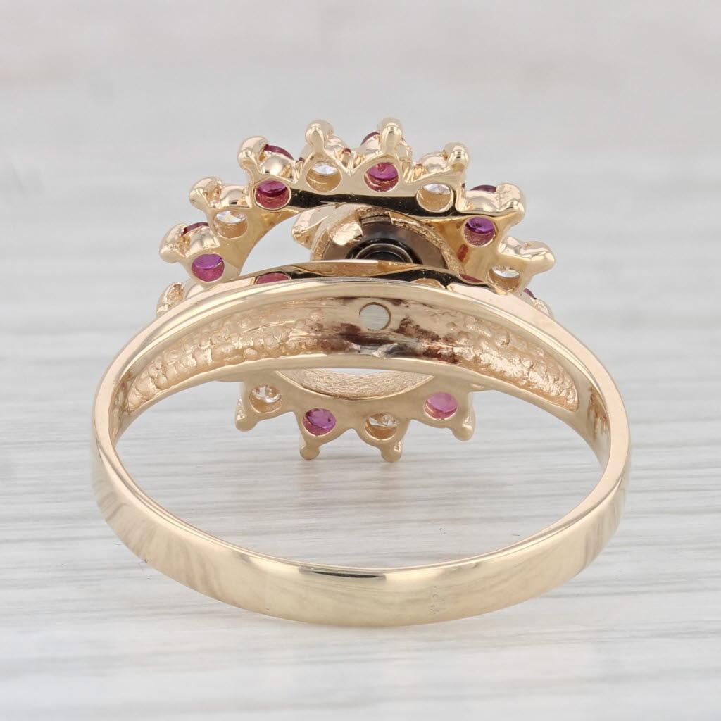 Women's 0.70ctw Diamond Ruby Spinner Motion Ring 14k Yellow Gold Size 10 Cocktail
