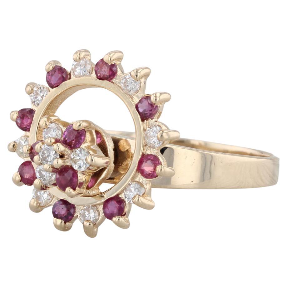 0.70ctw Diamond Ruby Spinner Motion Ring 14k Yellow Gold Size 10 Cocktail For Sale