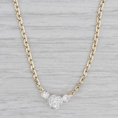 Used 0.70ctw Diamond V Necklace Palladium 14k Yellow Gold 16.25" C Link Chain