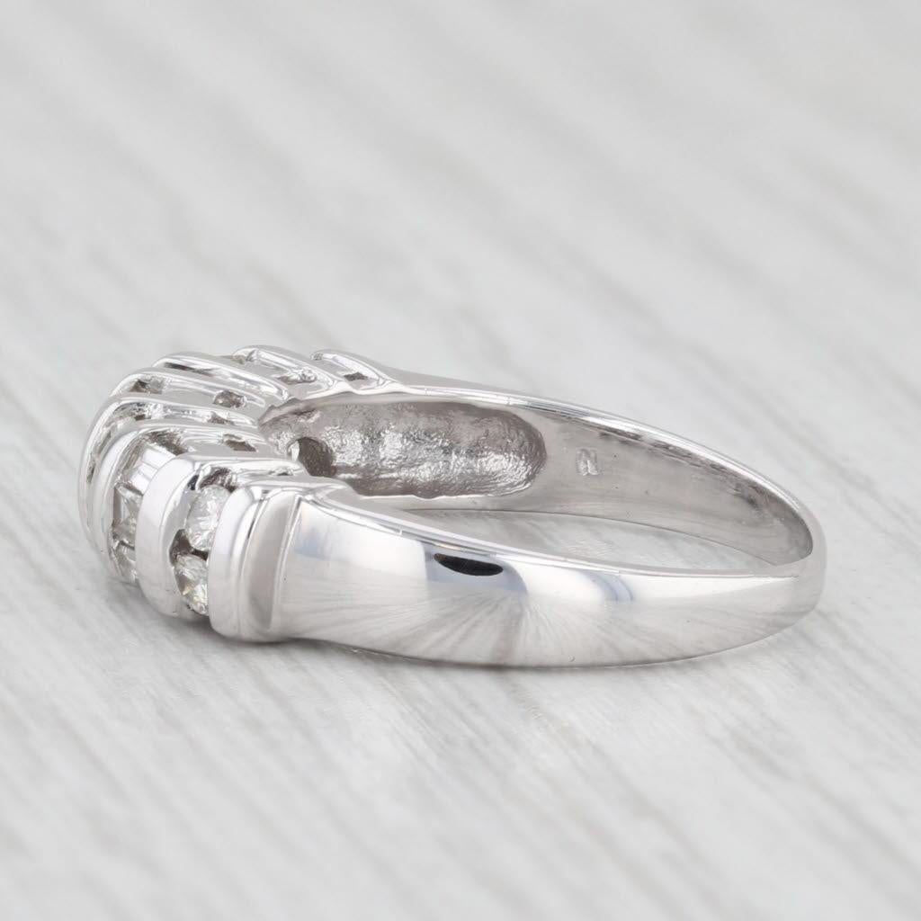 Baguette Cut 0.70ctw Diamond Wedding Anniversary Band 14k White Gold Size 6.75 Ring