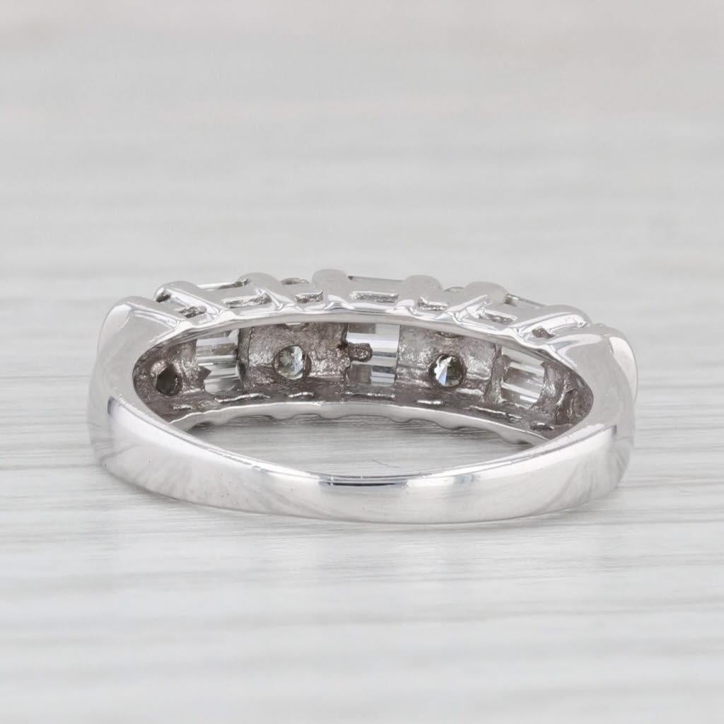 0.70ctw Diamond Wedding Anniversary Band 14k White Gold Size 6.75 Ring 1