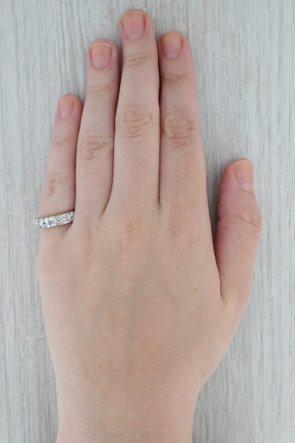 0.70ctw Diamond Wedding Anniversary Band 14k White Gold Size 6.75 Ring 2