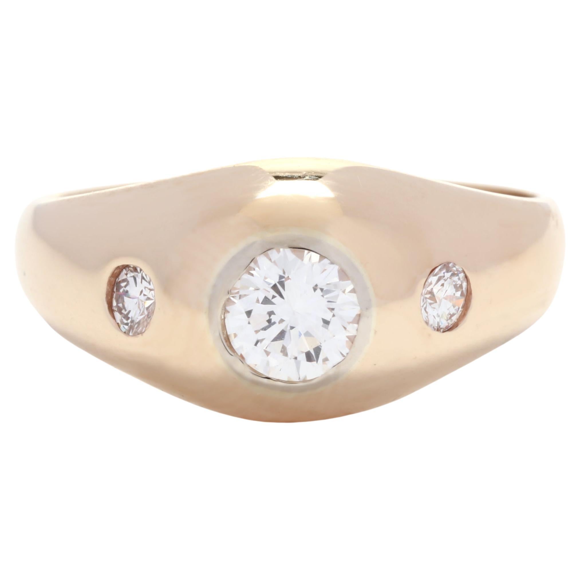 0.70ctw Flush Set 3 Diamond Ring, 14K Yellow Gold, Ring Size 7, Engagement For Sale