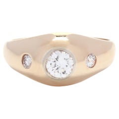 0,70ctw Einbau-Ring mit 3 Diamanten, 14K Gelbgold, Ring Größe 7, Verlobungsring