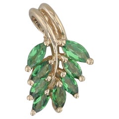 0.70ctw Green Tsavorite Garnet Leaf Flower Pendant 14k Yellow Gold