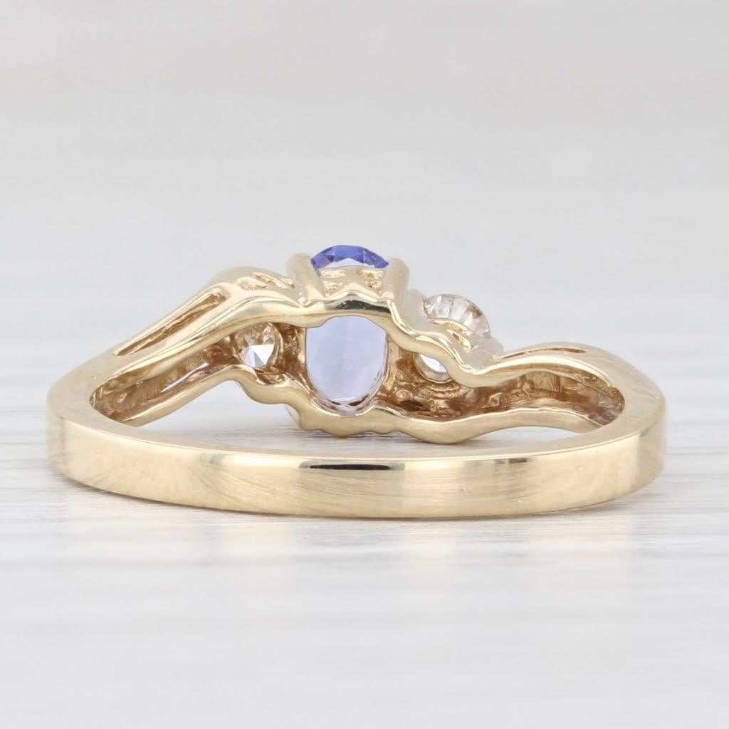 Oval Cut 0.70ctw Oval Tanzanite Diamond Ring 14k Yellow Gold Size 7 For Sale