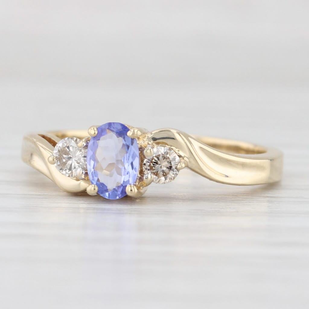 0.70ctw Oval Tanzanite Diamond Ring 14k Yellow Gold Size 7 For Sale 1