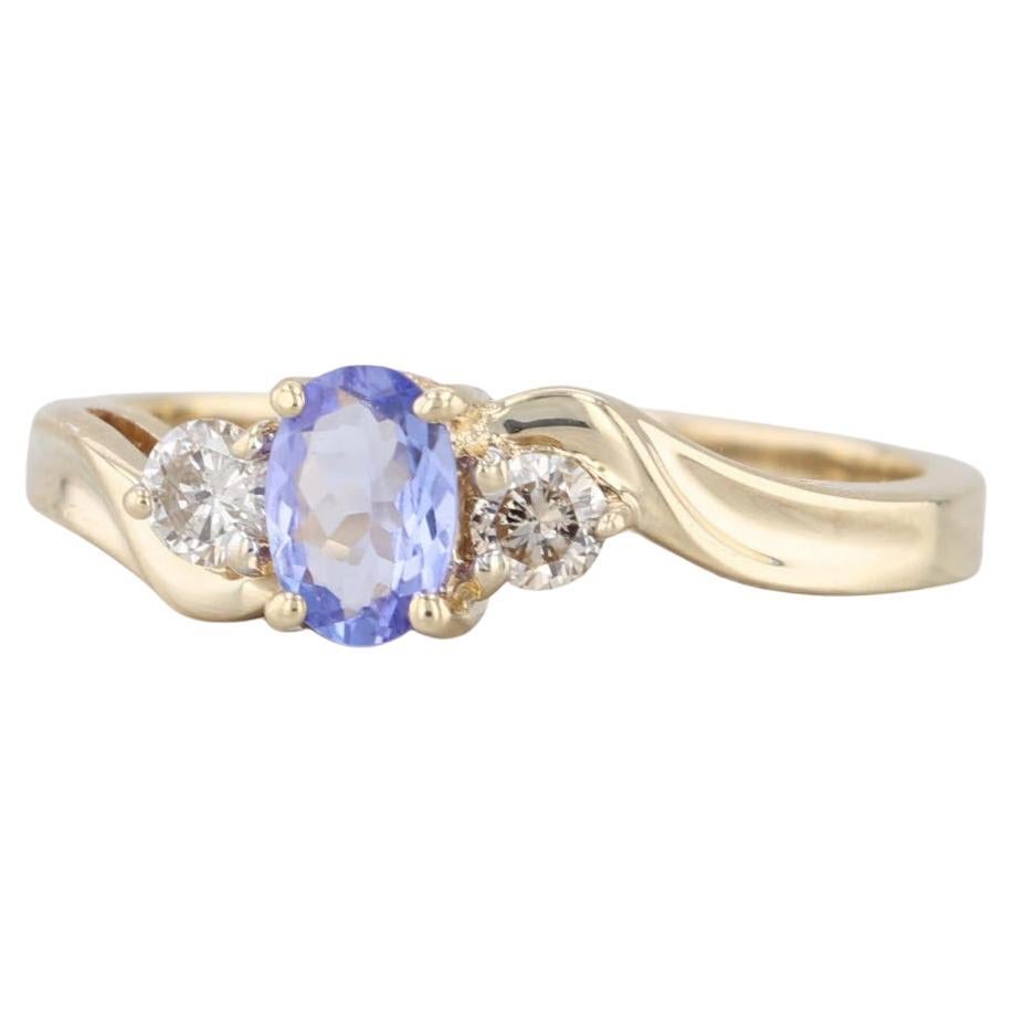 0.70ctw Oval Tanzanite Diamond Ring 14k Yellow Gold Size 7