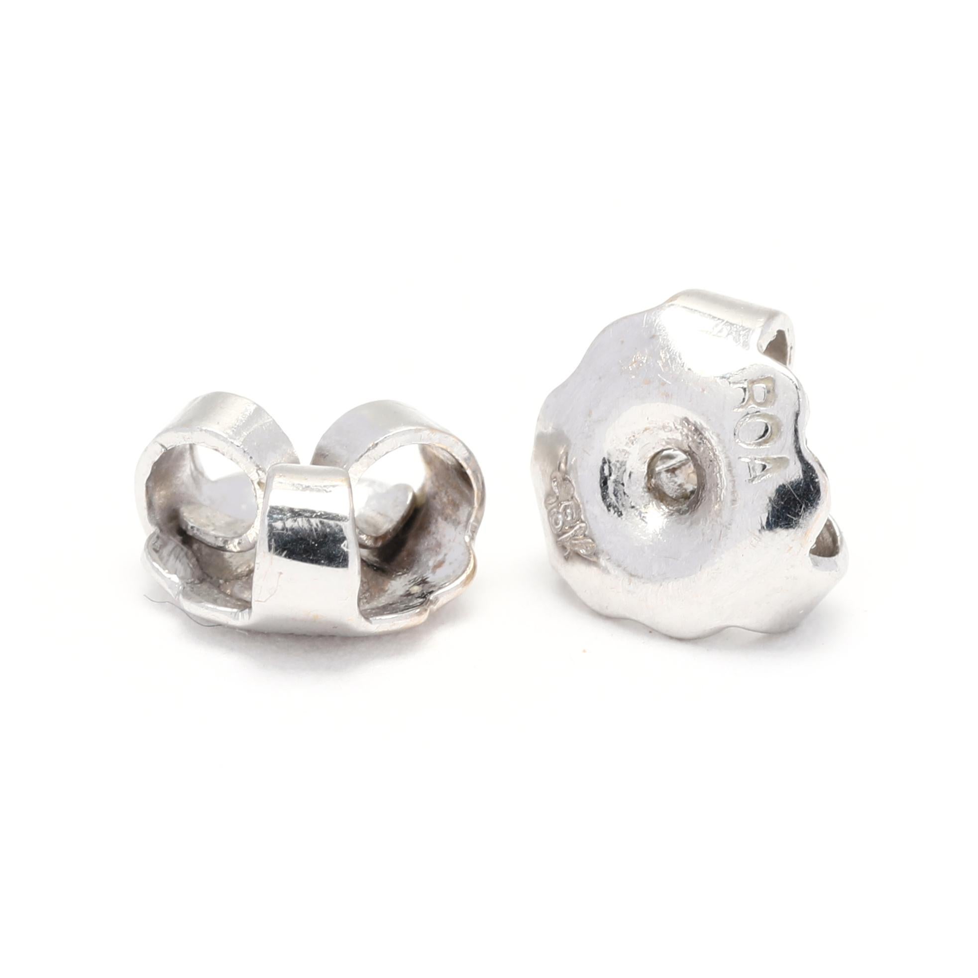 0.70ctw Boucles d'oreilles émeraude poire diamant, or blanc 18K, longueur 3/8 pouces Bon état - En vente à McLeansville, NC