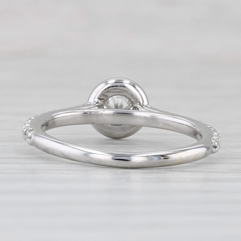 Round Cut 0.70ctw Round Bezel Set Diamond Engagement Ring 14k White Gold Size 4.5 For Sale