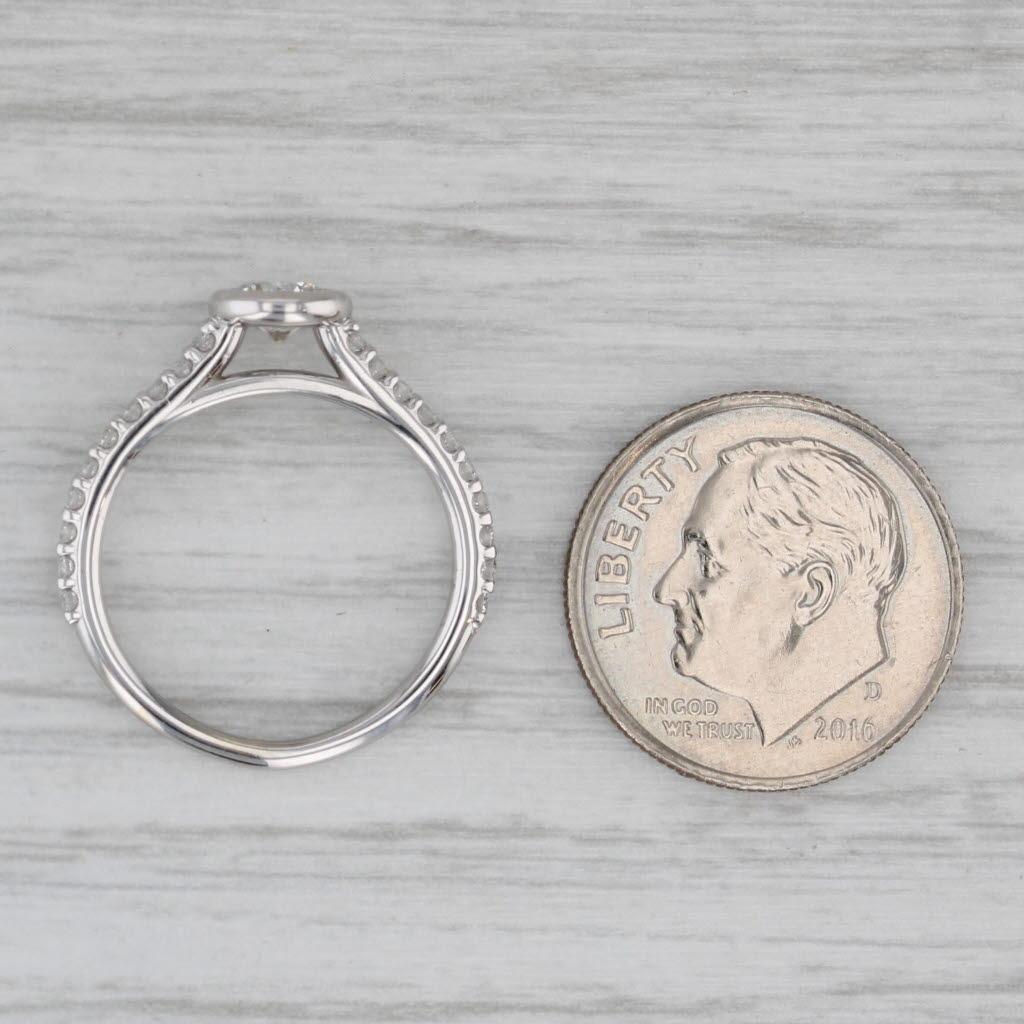 0.70ctw Round Bezel Set Diamond Engagement Ring 14k White Gold Size 4.5 For Sale 3