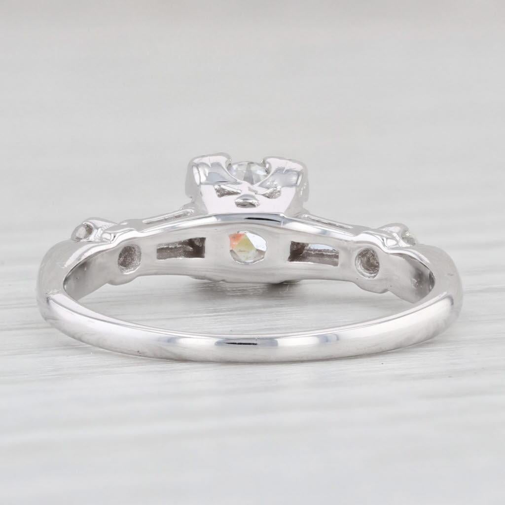0.70ctw Round Diamond Engagement Ring 14k White Gold Size 5.5 GIA In Good Condition For Sale In McLeansville, NC