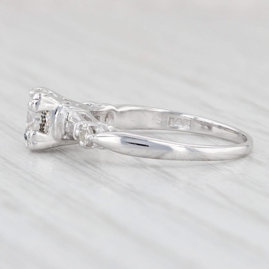 Women's 0.70ctw Round Diamond Engagement Ring 14k White Gold Size 5.5 GIA For Sale