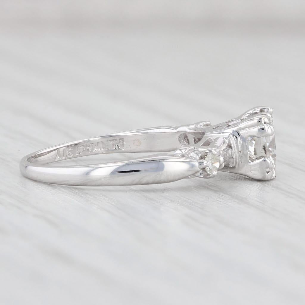 0.70ctw Round Diamond Engagement Ring 14k White Gold Size 5.5 GIA For Sale 2