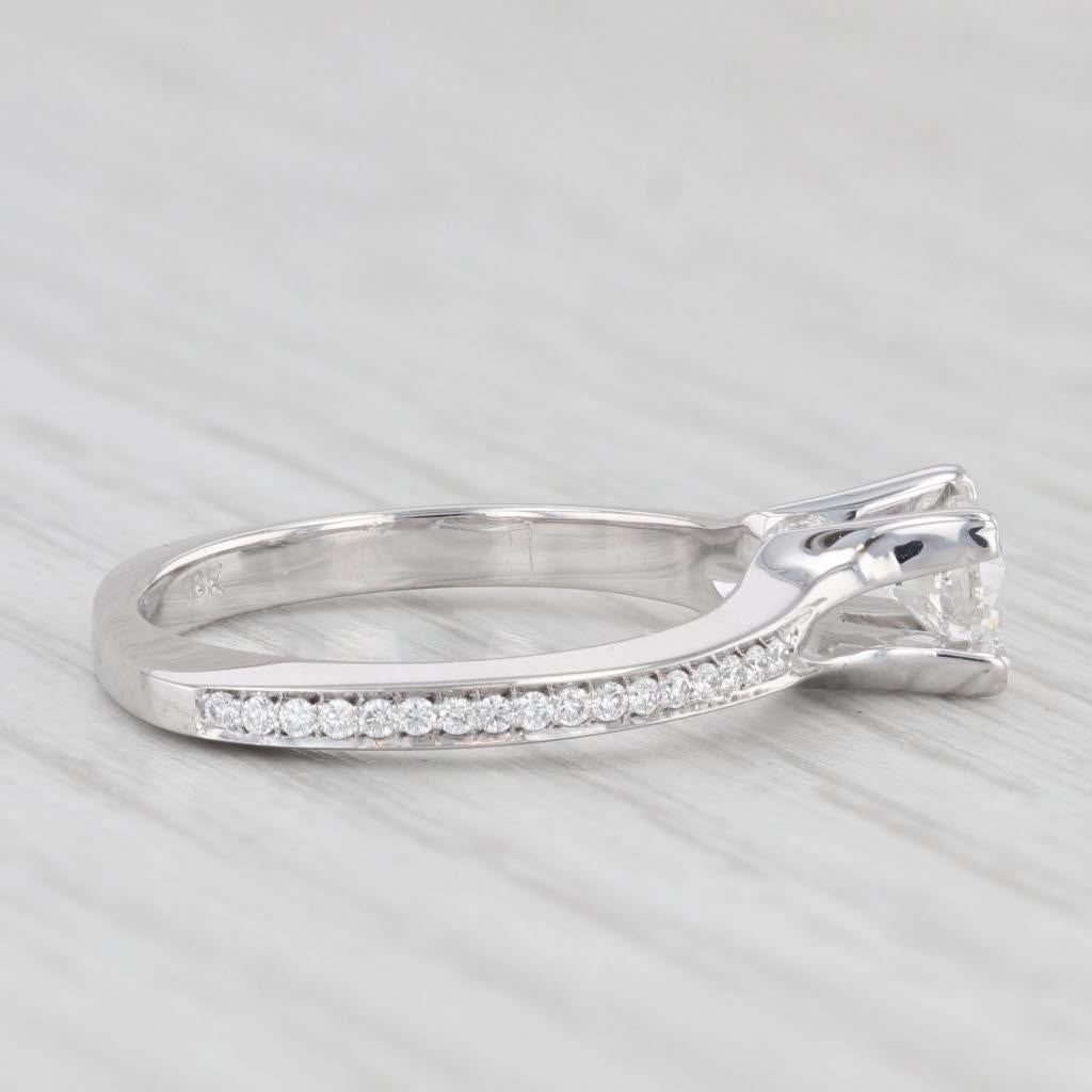 Round Cut 0.70ctw Round Diamond Engagement Ring 18k White Gold Size 6.25 Euro Shank For Sale