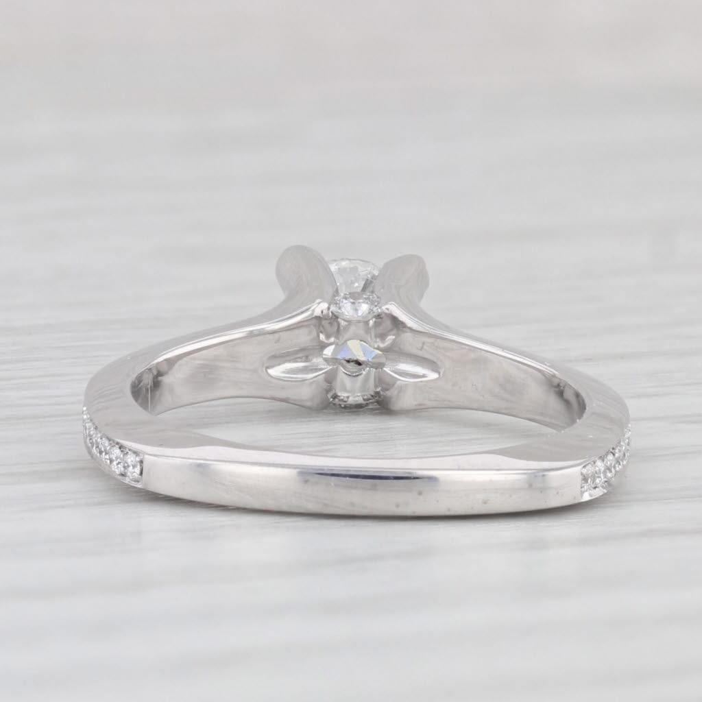 0.70ctw Round Diamond Engagement Ring 18k White Gold Size 6.25 Euro Shank In Good Condition In McLeansville, NC