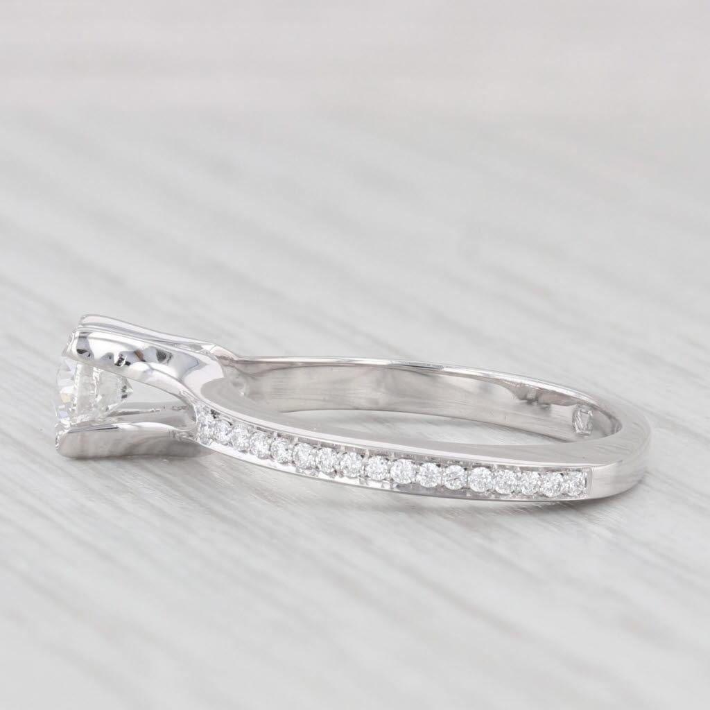 0.70ctw Round Diamond Engagement Ring 18k White Gold Size 6.25 Euro Shank For Sale 1