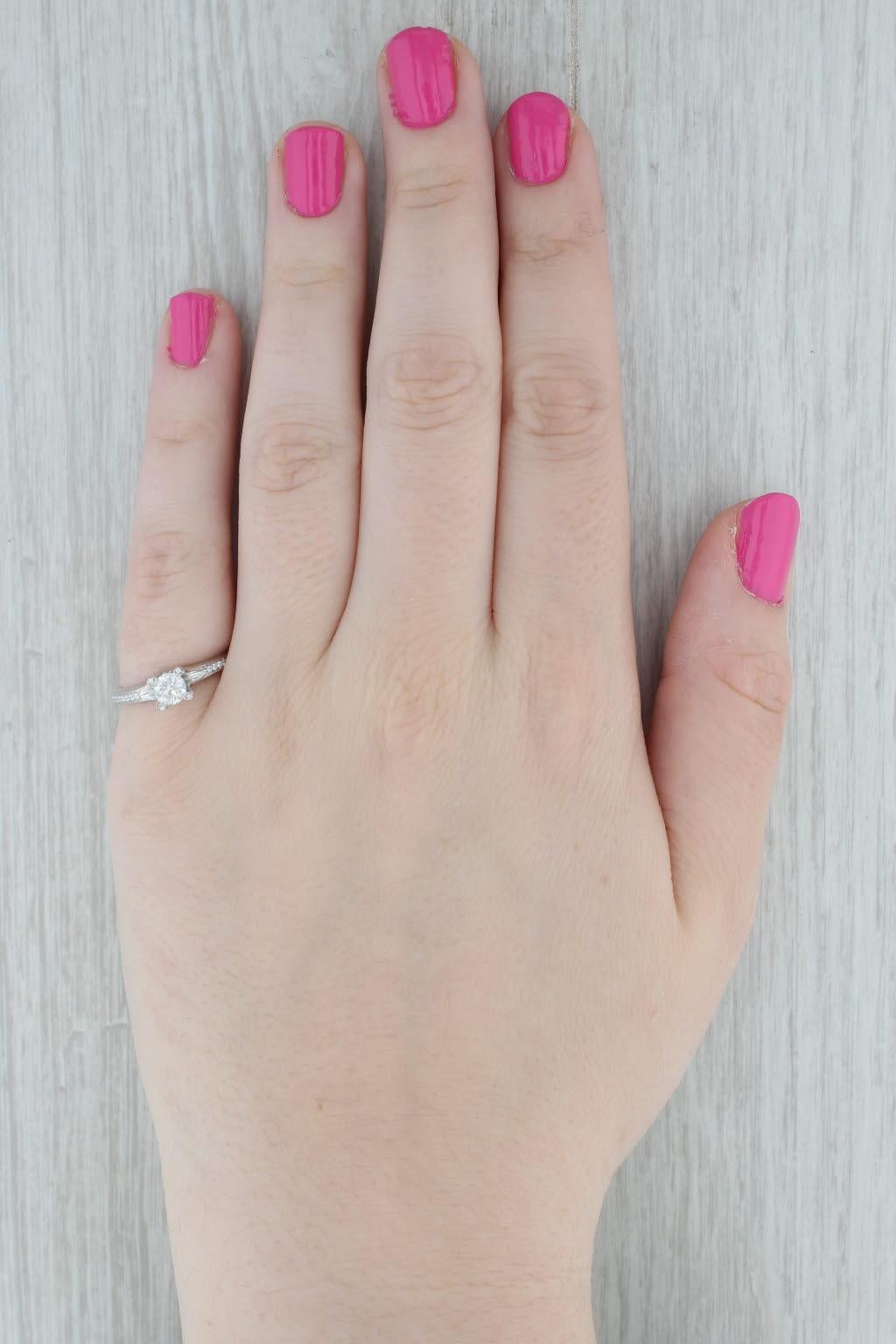0.70ctw Round Diamond Engagement Ring 18k White Gold Size 6.25 Euro Shank 2