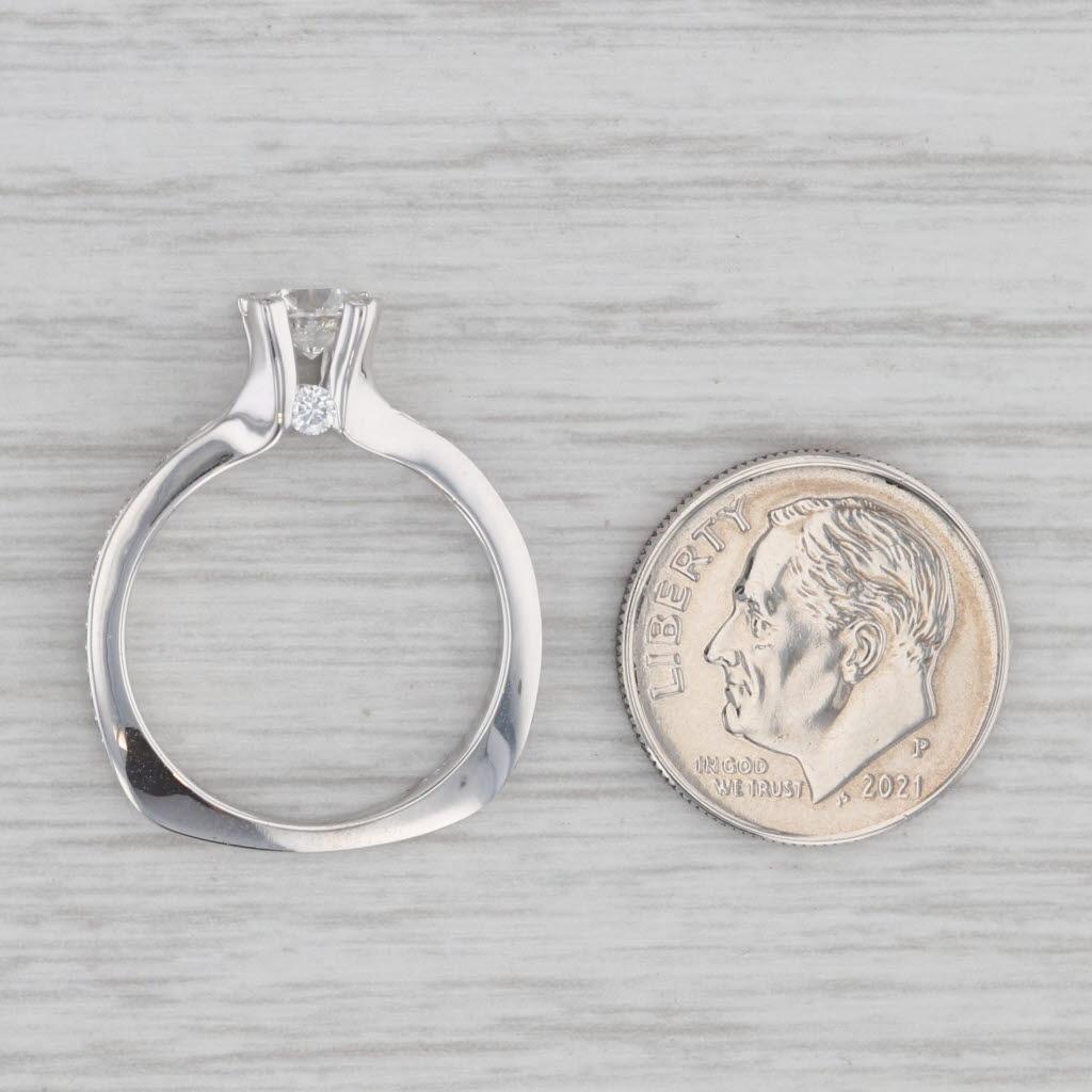 0.70ctw Round Diamond Engagement Ring 18k White Gold Size 6.25 Euro Shank 3