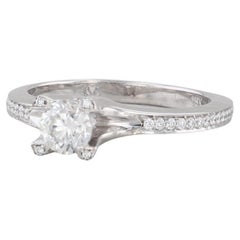 0.70ctw Round Diamond Engagement Ring 18k White Gold Size 6.25 Euro Shank