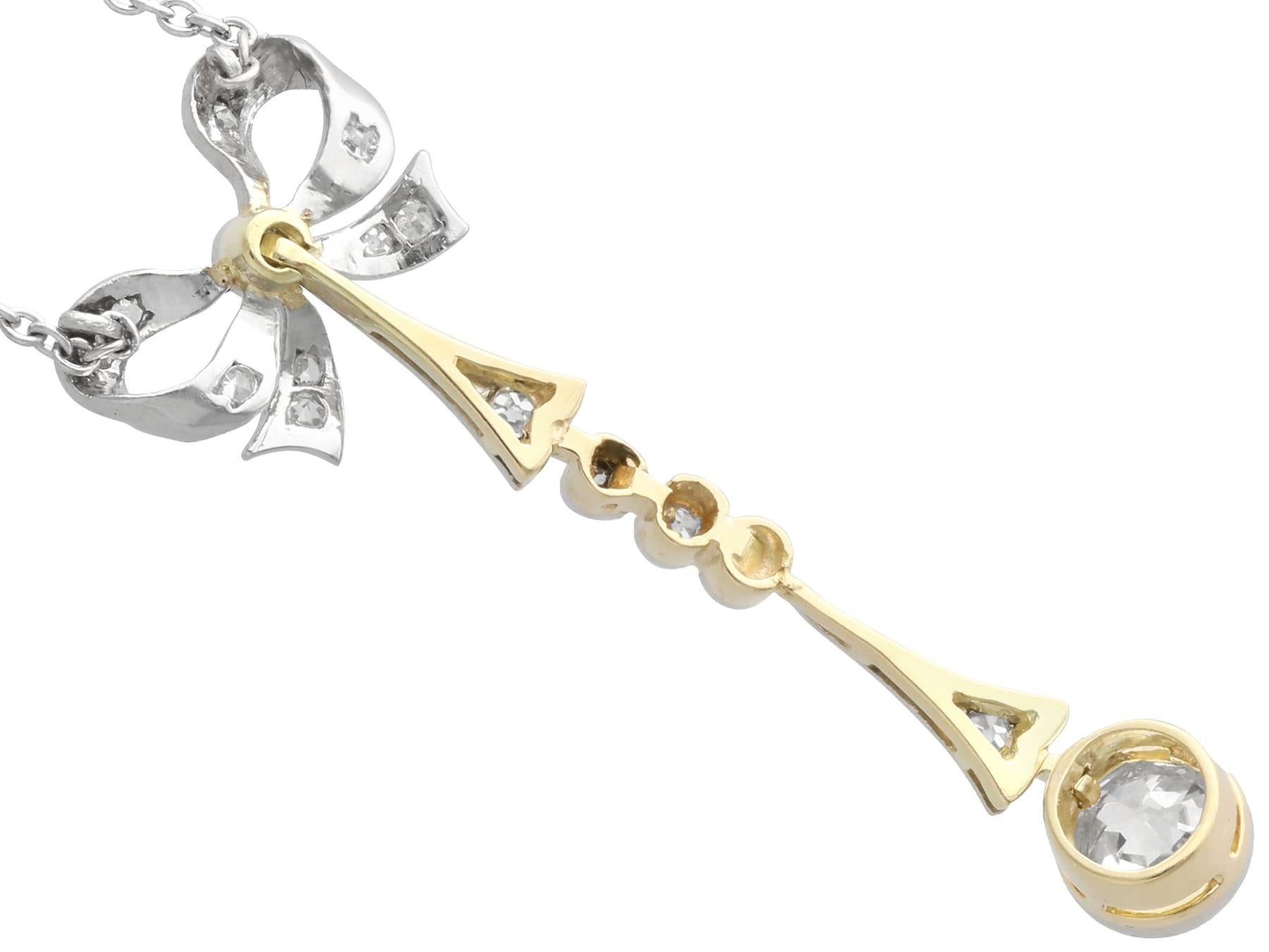 Pendentif ancien en or jaune 14 carats avec diamants de 0,71 carat, c. 1910 Excellent état - En vente à Jesmond, Newcastle Upon Tyne