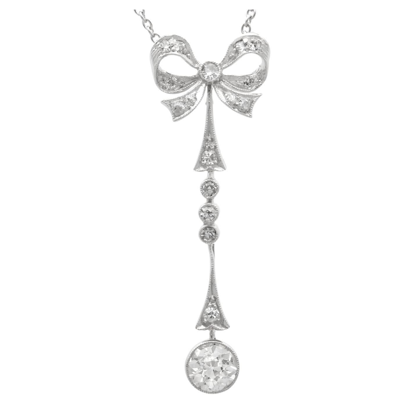 0.71 Carat Diamond 14k Yellow Gold Pendant - Antique Circa 1910