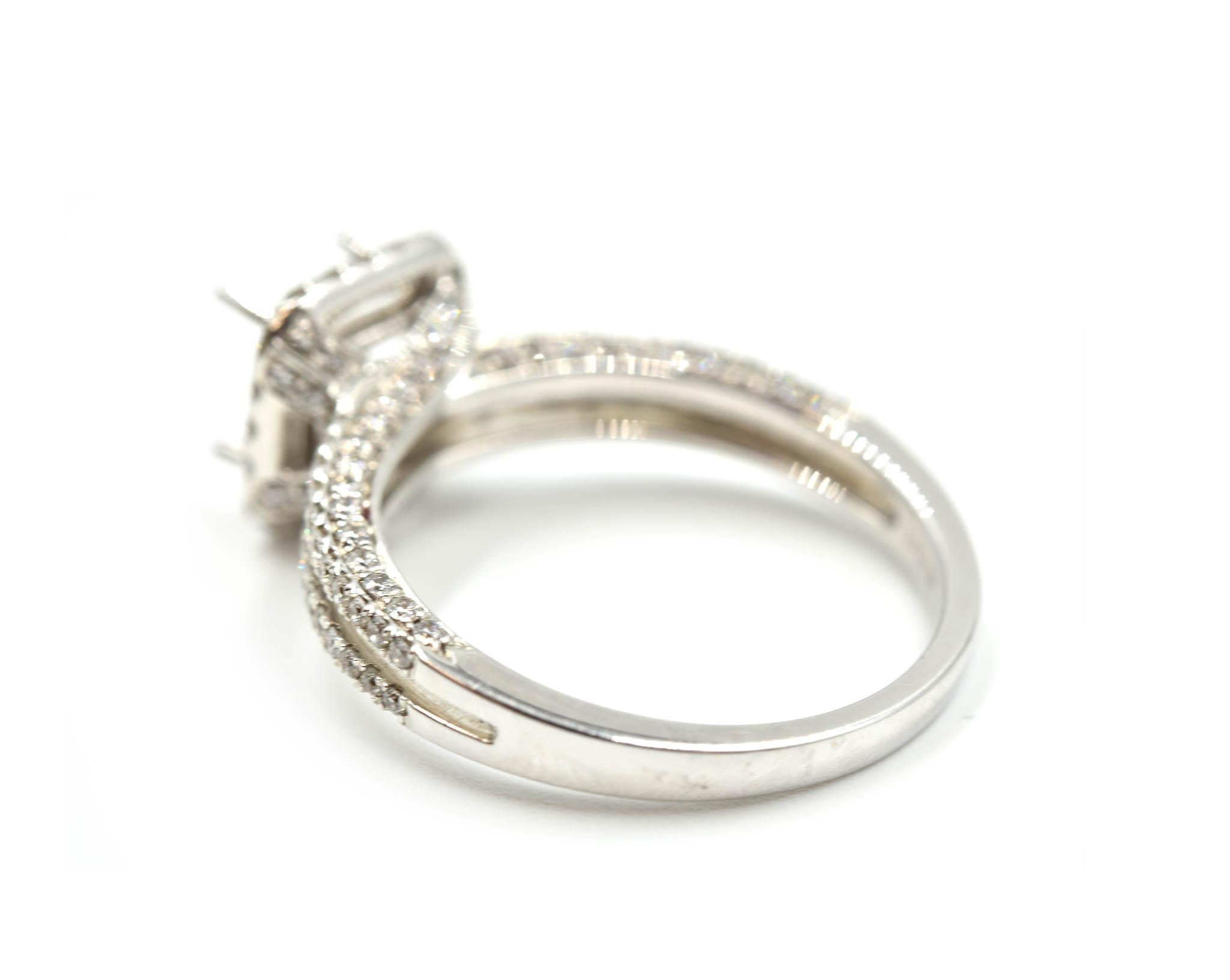 Women's 0.71 Carat Diamond 18 Karat White Gold Semi-Mount Engagement Ring