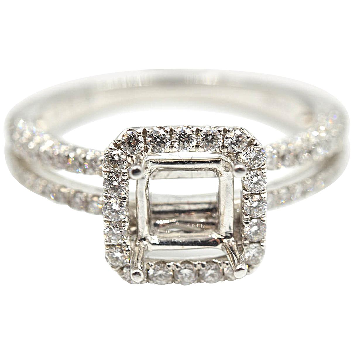 0.71 Carat Diamond 18 Karat White Gold Semi-Mount Engagement Ring