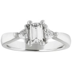 0.71 Carat Emerald Cut Diamond Three-Stone Gold Ring