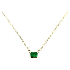 0,71 Karat Smaragdschliff & Mode-Halsketten aus 14K Gelbgold