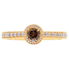 0.71 carat Fancy Brown Diamond Yellow Gold 18K Diamond Ring