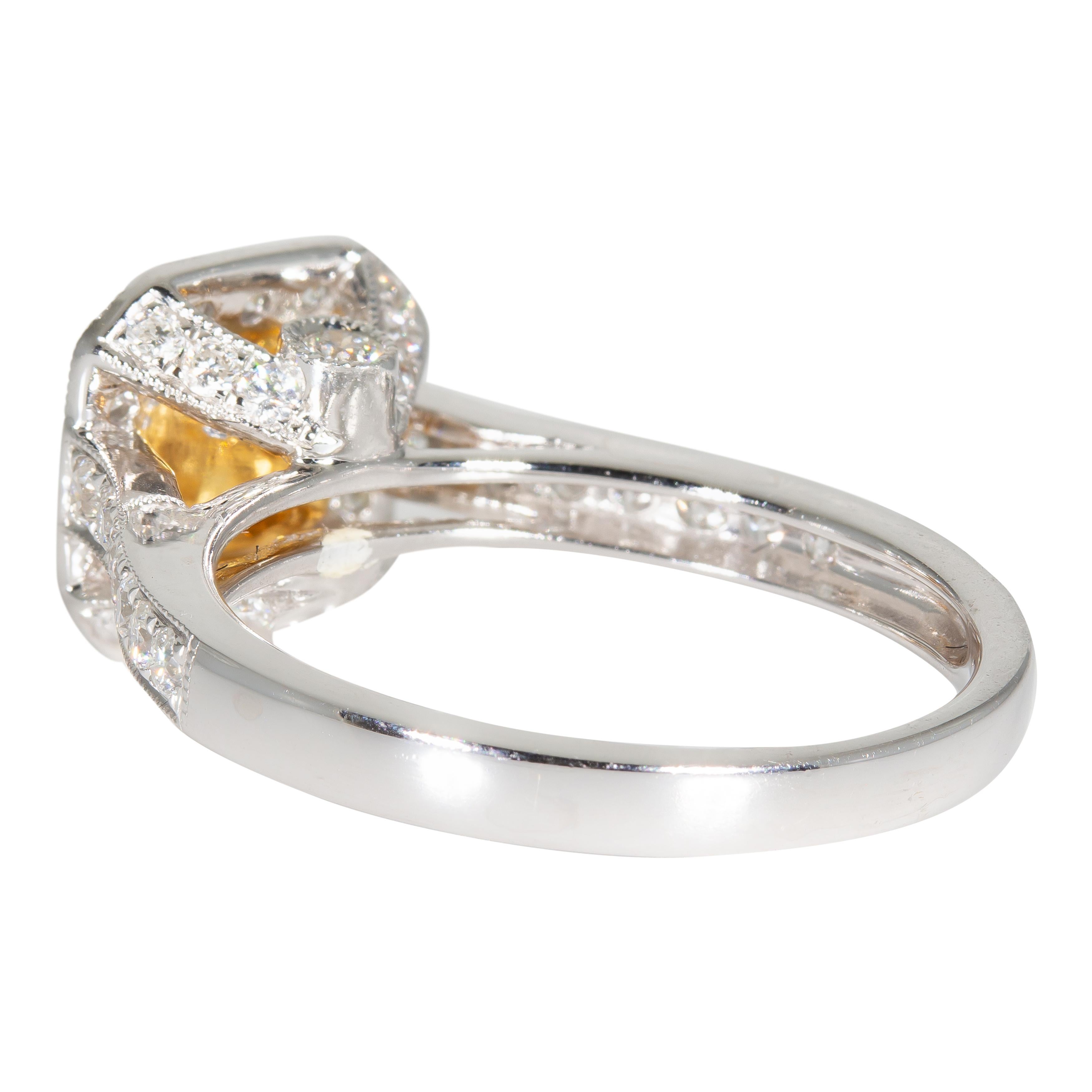 0.71 Carat Fancy Yellow Halo Diamond Ring 1