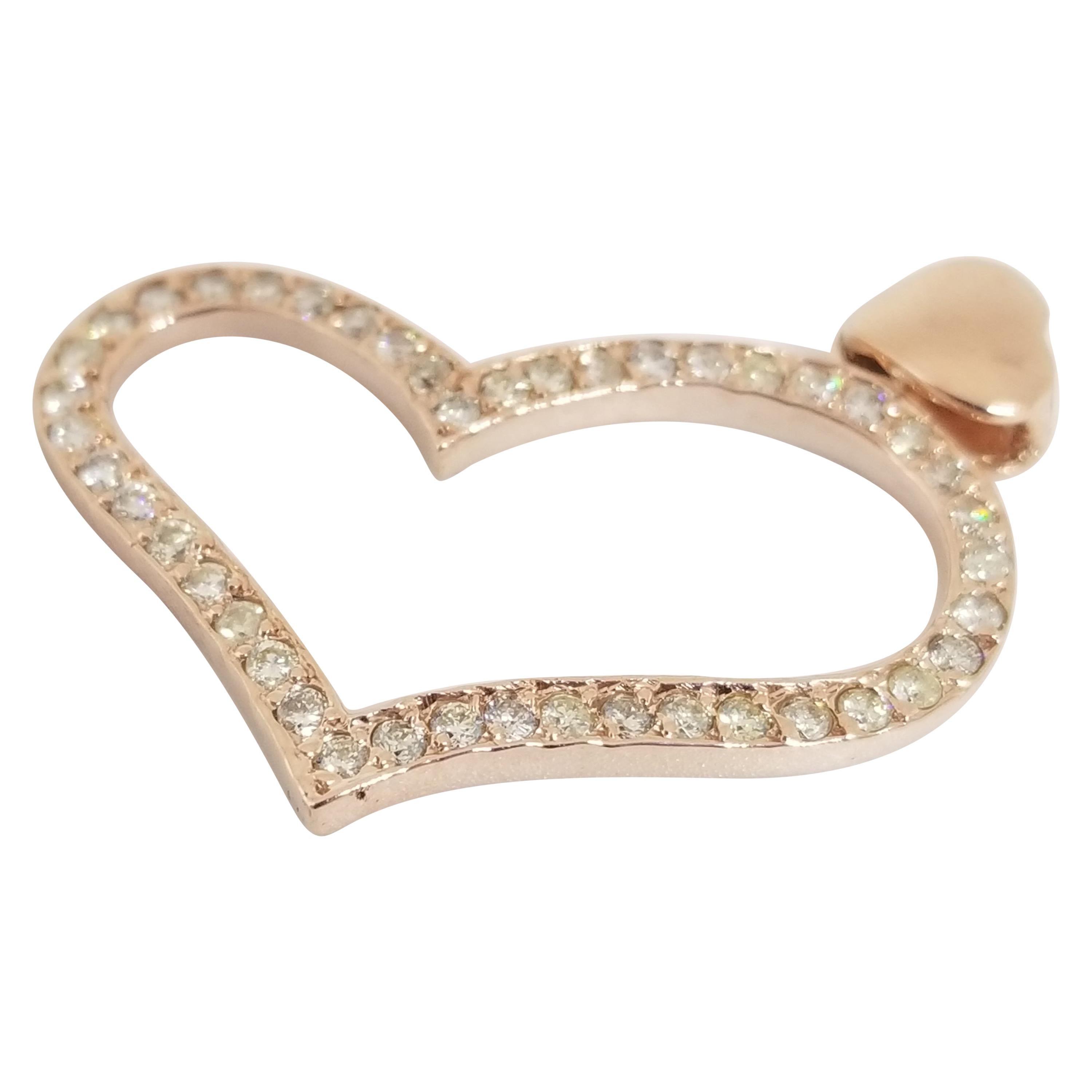 0.70 Carat Heart Shape Rose Gold Pendant 14 Karat