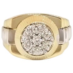 0.71 Carat Men's Diamond Two-Tone Gold Watch Style Ring
