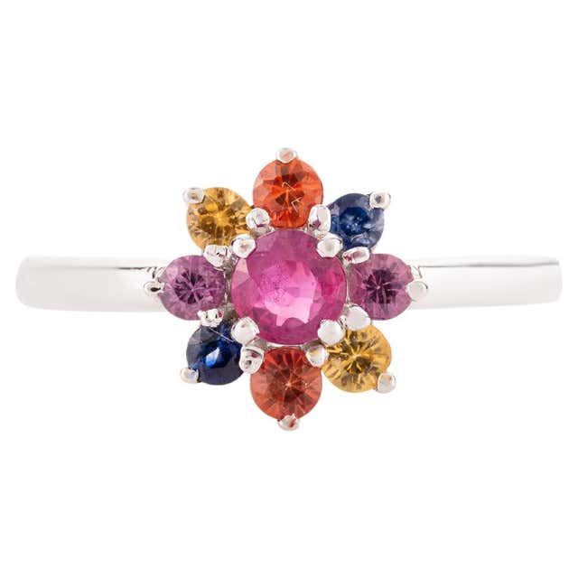 Customizable Blossom ring with multicolored gemstones For Sale at ...